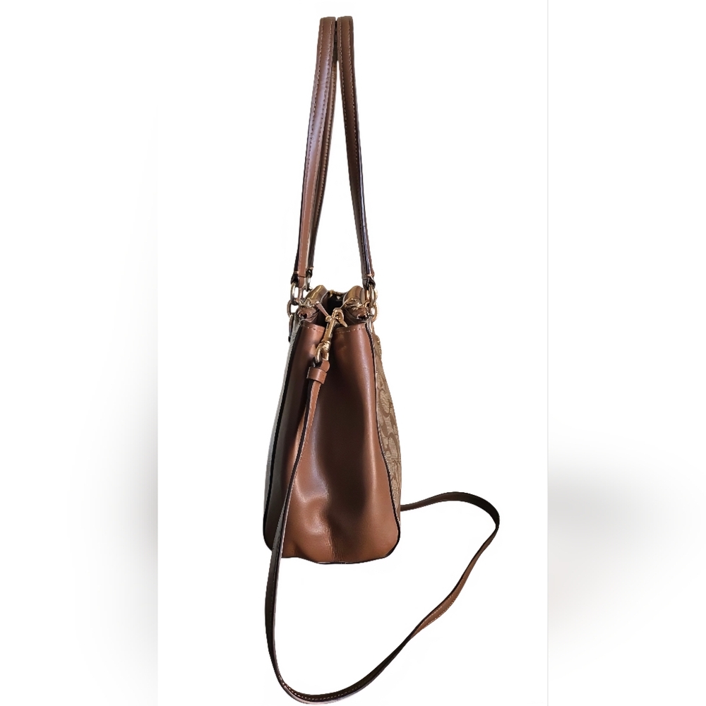 Coach Etta Carry All Tan Signature Shoulder Bag - Picture 3 of 16